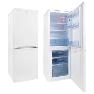 Amica FK1974 50cm, 141cm high, 116 fridge, 56l freezer (net), 3 safety glass shelves, 3 freezer drawers.  50:50 split Fridge Freezer